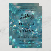 Elegant chic classy blue glitter Wedding Invitatio Kaart (Voorkant / Achterkant)