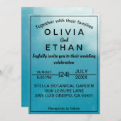 Elegant chic classy blue sky Wedding Invitation Kaart (Voorkant / Achterkant)