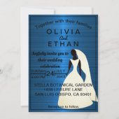 Elegant chic classy navy blue Wedding Invitation Kaart (Voorkant)