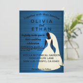 Elegant chic classy navy blue Wedding Invitation Kaart (Staand voorkant)