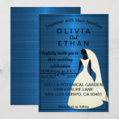 Elegant chic classy navy blue Wedding Invitation Kaart (Voorkant / Achterkant)