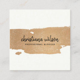 ELEGANT CHIC COPPER BLACK BRUSH STROKE CALLIGRAPHY VIERKANTE VISITEKAARTJE