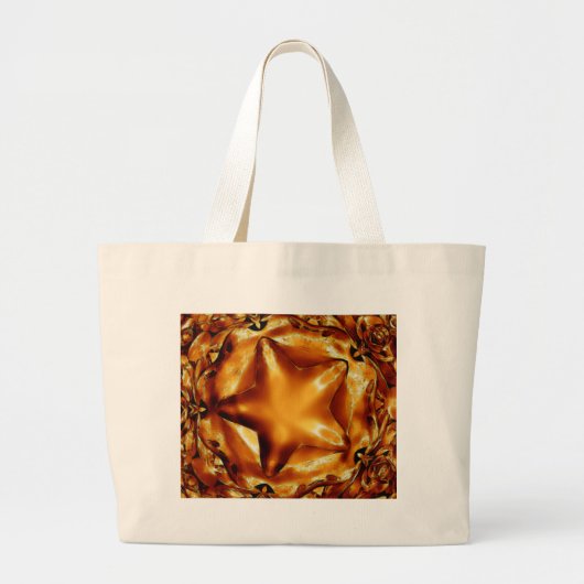Elegant Chic Copper Gold Kerstster Grote Tote Bag (Voorkant)