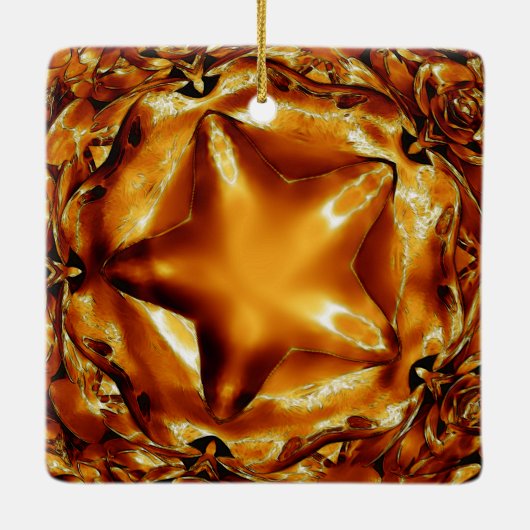 Elegant Chic Copper Gold Kerstster Keramisch Ornament (Achterkant)