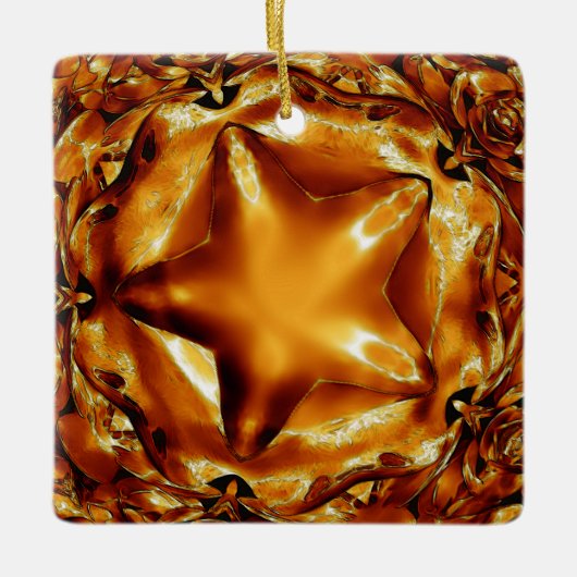 Elegant Chic Copper Gold Kerstster Keramisch Ornament (Voorkant)