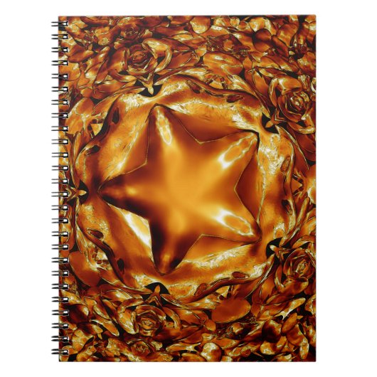 Elegant Chic Copper Gold Kerstster Notitieboek (Voorkant)