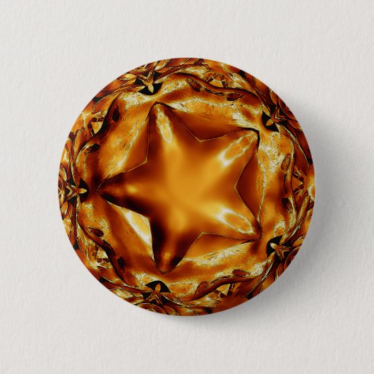 Elegant Chic Copper Gold Kerstster Ronde Button 5,7 Cm (Voorkant)