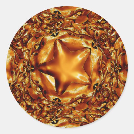 Elegant Chic Copper Gold Kerstster Ronde Sticker (Voorkant)