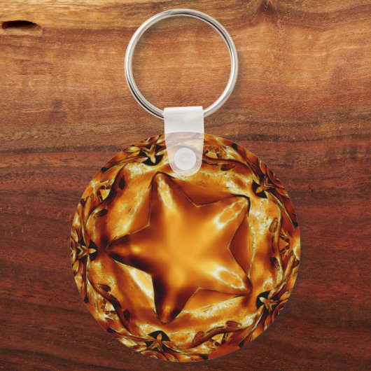 Elegant Chic Copper Gold Kerstster Sleutelhanger (Voorkant)