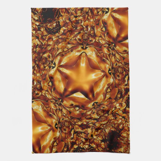 Elegant Chic Copper Gold Kerstster Theedoek (Verticaal)