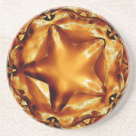 Elegant Chic Copper Gold Kerstster Zandsteen Onderzetter (Voorkant)