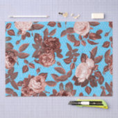 Elegant Chic Copper Roos op blauw Tissuepapier (Craft)