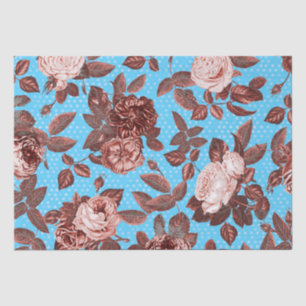Elegant  Chic Copper Roos op blauw Tissuepapier