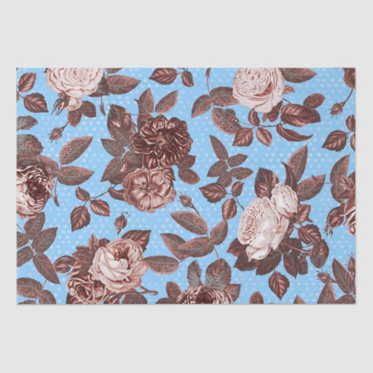 Elegant Chic Copper Roos op blauw Tissuepapier (Voorkant)