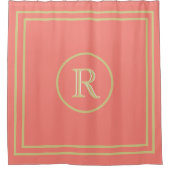 Elegant Chic Coral Pink Gold Aangepast Monogram Douchegordijn (Voorkant)