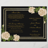 Elegant Chic Corner Ivory Rozen Wedding Programme (Voorkant)