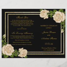 Elegant Chic Corner Ivory Rozen Wedding Programme