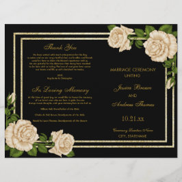 Elegant Chic Corner Ivory Rozen Wedding Programme
