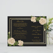 Elegant Chic Corner Ivory Rozen Wedding Programme (Staand voorkant)