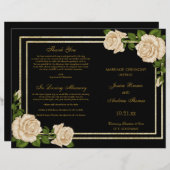 Elegant Chic Corner Ivory Rozen Wedding Programme (Voorkant / Achterkant)