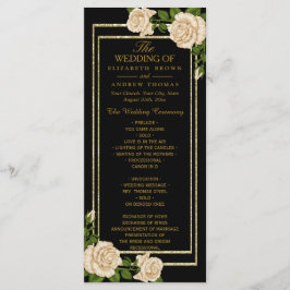 Elegant Chic Corner Ivory Rozen Wedding Programme Programmakaart