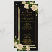 Elegant Chic Corner Ivory Rozen Wedding Programme Programmakaart (Voorkant / Achterkant)