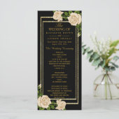 Elegant Chic Corner Ivory Rozen Wedding Programme Programmakaart (Staand voorkant)