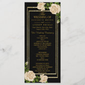 Elegant Chic Corner Ivory Rozen Wedding Programme Programmakaart (Voorkant)