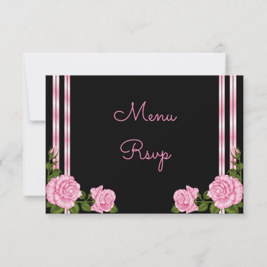 Elegant chic Corner Rose Bouquet Menu RSVP (Voorkant)