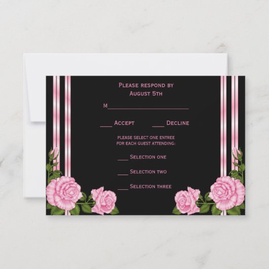 Elegant chic Corner Rose Bouquet Menu RSVP (Achterkant)