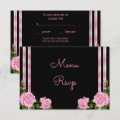 Elegant chic Corner Rose Bouquet Menu RSVP (Voorkant / Achterkant)