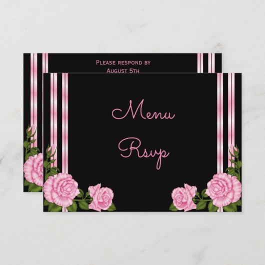 Elegant chic Corner Rose Bouquet Menu RSVP (Voorkant / Achterkant)