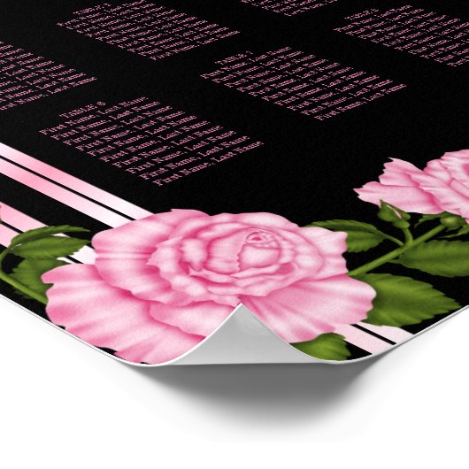 Elegant Chic Corner Rose Bouquet Seating Chart Poster (Hoek)