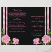 Elegant Chic Corner Rose Bouquet Wedding Programme (Voorkant)