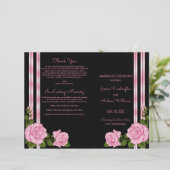 Elegant Chic Corner Rose Bouquet Wedding Programme (Staand voorkant)