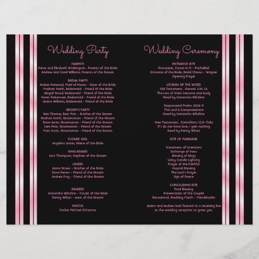 Elegant Chic Corner Rose Bouquet Wedding Programme (Achterkant)