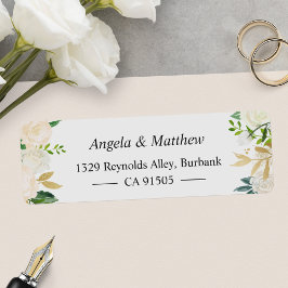 Elegant Chic Cream Gold Botanical Floral Etiket