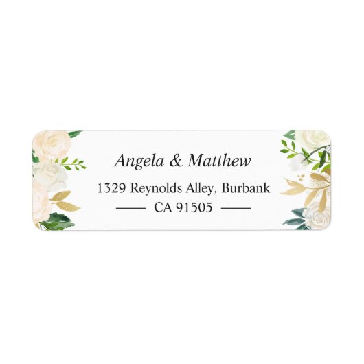 Elegant Chic Cream Gold Botanical Floral Etiket (Voorkant)