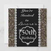 ELEGANT CHIC CUSTOM 50th Birthday Invitation BLING Kaart (Voorkant)