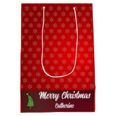 Elegant Chic Cute Modern Festive Red and Green Medium Cadeauzakje (Achterkant)