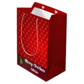 Elegant Chic Cute Modern Festive Red and Green Medium Cadeauzakje (Achterkant Gekanteld)