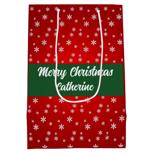 Elegant Chic Cute Modern Festive Red and Green Medium Cadeauzakje (Achterkant)