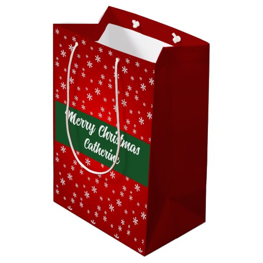 Elegant Chic Cute Modern Festive Red and Green  Medium Cadeauzakje (Achterkant Gekanteld)