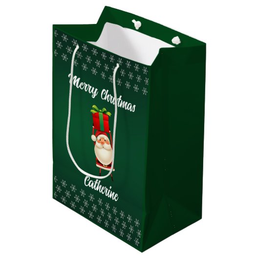 Elegant Chic Cute Modern Festive Red and Green Medium Cadeauzakje (Voorkant Gekanteld)
