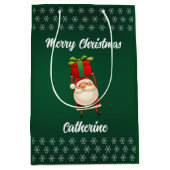 Elegant Chic Cute Modern Festive Red and Green Medium Cadeauzakje (Voorkant)