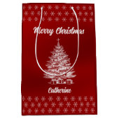 Elegant Chic Cute Modern Festive Red and White  Medium Cadeauzakje (Voorkant)