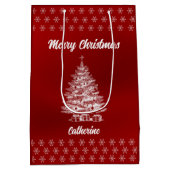 Elegant Chic Cute Modern Festive Red and White  Medium Cadeauzakje (Achterkant)