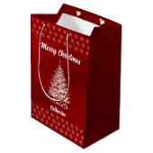 Elegant Chic Cute Modern Festive Red and White  Medium Cadeauzakje (Achterkant Gekanteld)