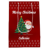 Elegant Chic Cute Modern Festive Red Green Medium Cadeauzakje (Achterkant)