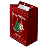 Elegant Chic Cute Modern Festive Red Green Medium Cadeauzakje (Achterkant Gekanteld)